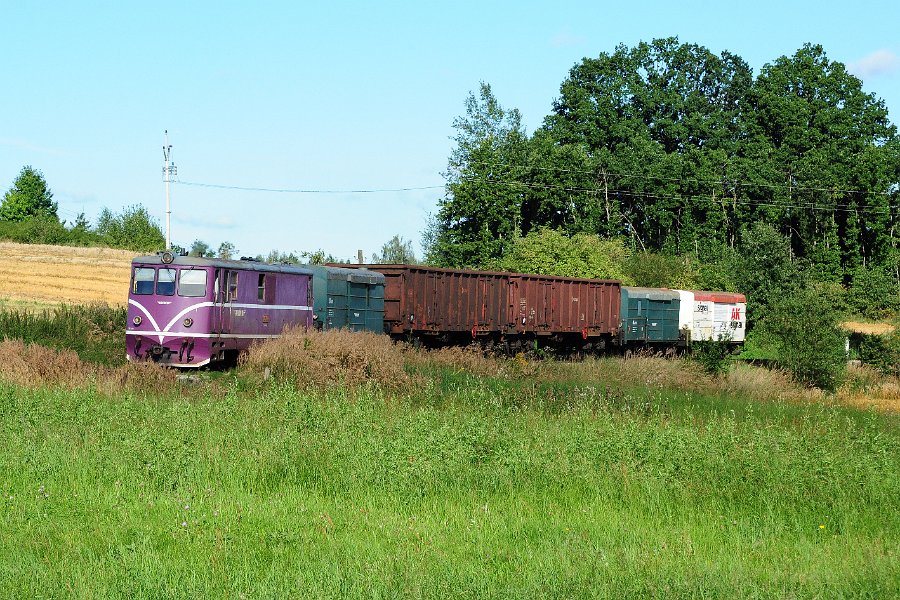 2020.08.27 JHMD T47.019 Jindřichův Hradec - Nová Bystřice Güterverkehr Rollbock (4)